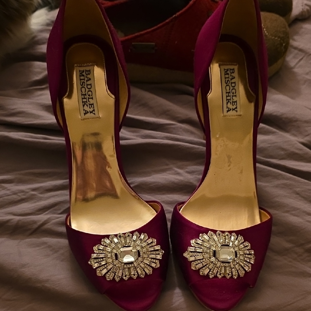 Badgley Mischka Fuchsia Embellished Heels